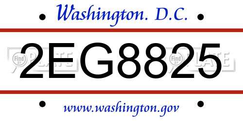 2EG8825 District Of Columbia License Plate