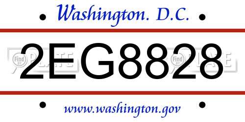 2EG8828 District Of Columbia License Plate