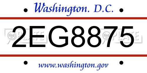 2EG8875 District Of Columbia License Plate