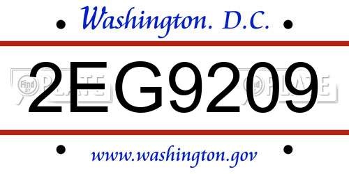 2EG9209 District Of Columbia License Plate