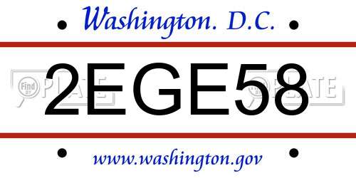 2EGE58 District Of Columbia License Plate