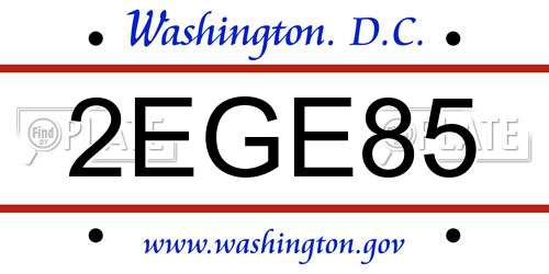 2EGE85 District Of Columbia License Plate