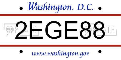2EGE88 District Of Columbia License Plate