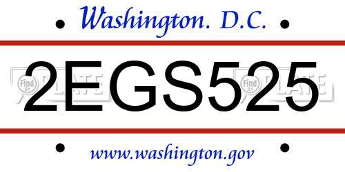 2EGS525 District Of Columbia License Plate