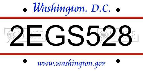 2EGS528 District Of Columbia License Plate