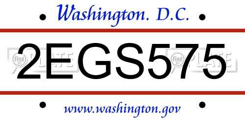 2EGS575 District Of Columbia License Plate