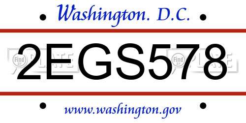 2EGS578 District Of Columbia License Plate
