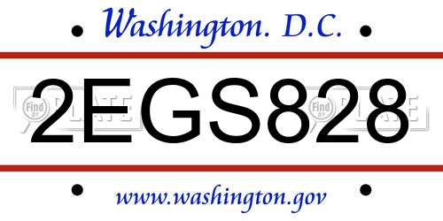2EGS828 District Of Columbia License Plate