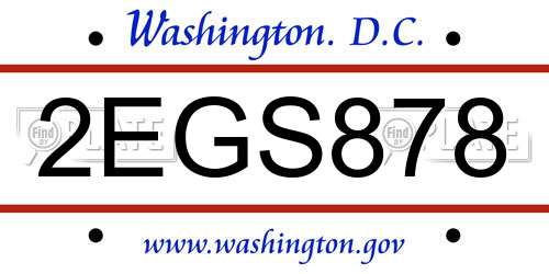 2EGS878 District Of Columbia License Plate