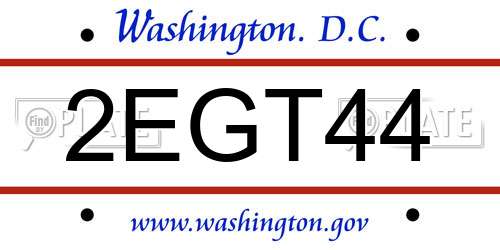 2EGT44 District Of Columbia License Plate
