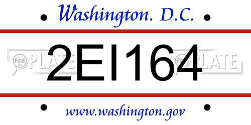 2EI164 District Of Columbia License Plate
