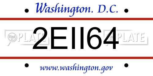 2EII64 District Of Columbia License Plate