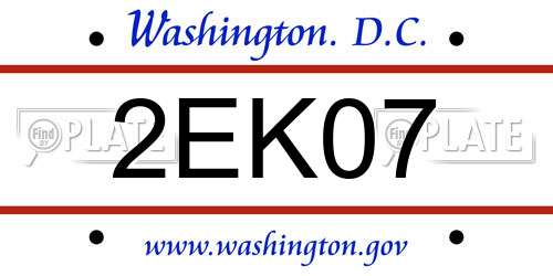 2EK07 District Of Columbia License Plate