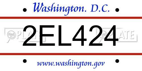 2EL424 District Of Columbia License Plate