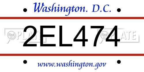 2EL474 District Of Columbia License Plate
