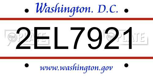 2EL7921 District Of Columbia License Plate