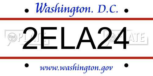 2ELA24 District Of Columbia License Plate