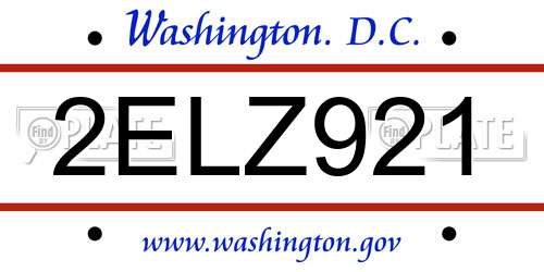 2ELZ921 District Of Columbia License Plate