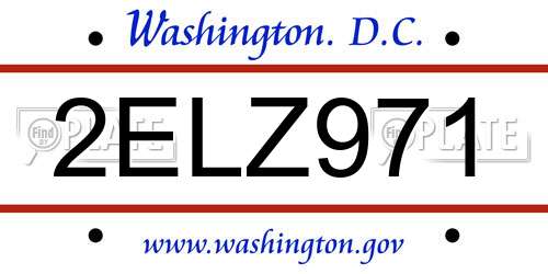 2ELZ971 District Of Columbia License Plate