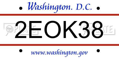 2EOK38 District Of Columbia License Plate