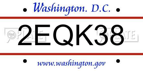2EQK38 District Of Columbia License Plate