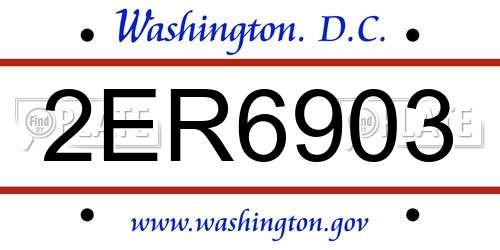 2ER6903 District Of Columbia License Plate