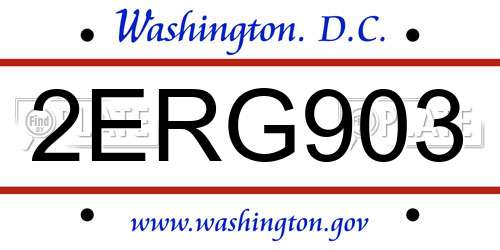 2ERG903 District Of Columbia License Plate