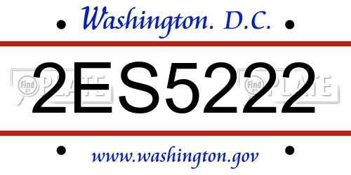 2ES5222 District Of Columbia License Plate