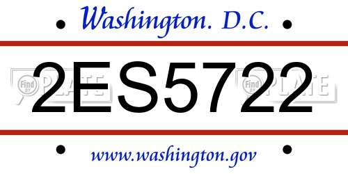 2ES5722 District Of Columbia License Plate