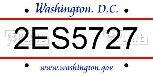2ES5727 District Of Columbia License Plate