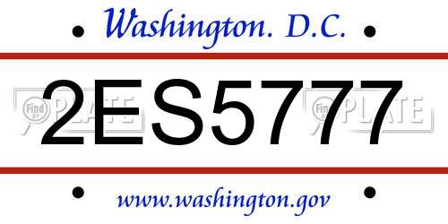 2ES5777 District Of Columbia License Plate