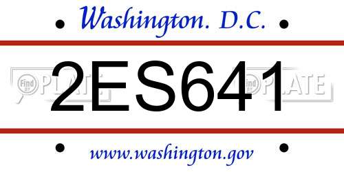 2ES641 District Of Columbia License Plate