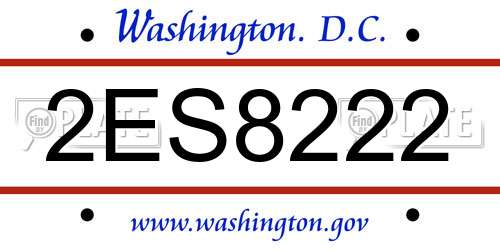 2ES8222 District Of Columbia License Plate