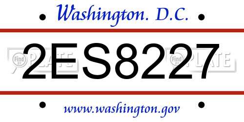 2ES8227 District Of Columbia License Plate