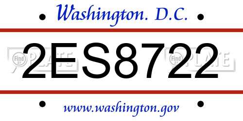 2ES8722 District Of Columbia License Plate