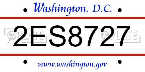 2ES8727 District Of Columbia License Plate