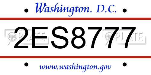 2ES8777 District Of Columbia License Plate