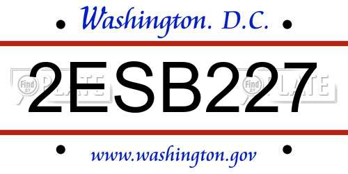 2ESB227 District Of Columbia License Plate