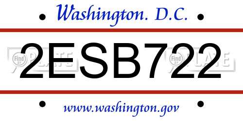 2ESB722 District Of Columbia License Plate
