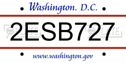2ESB727 District Of Columbia License Plate