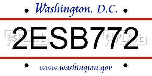 2ESB772 District Of Columbia License Plate