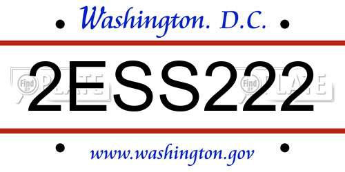 2ESS222 District Of Columbia License Plate