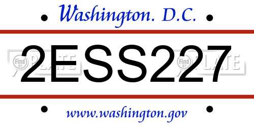 2ESS227 District Of Columbia License Plate