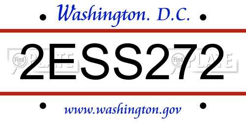 2ESS272 District Of Columbia License Plate