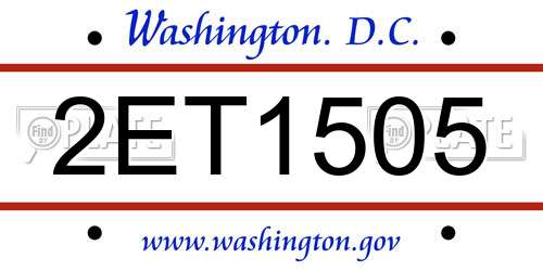 2ET1505 District Of Columbia License Plate