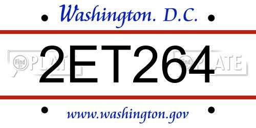 2ET264 District Of Columbia License Plate