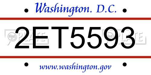 2ET5593 District Of Columbia License Plate