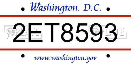 2ET8593 District Of Columbia License Plate