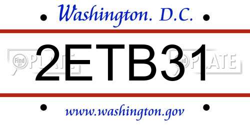2ETB31 District Of Columbia License Plate