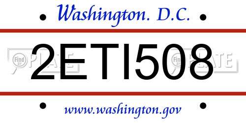 2ETI508 District Of Columbia License Plate